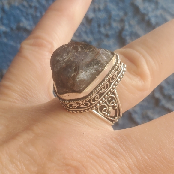 New Rough Tourmaline 925 Silver Ring. - Picture 6 of 16